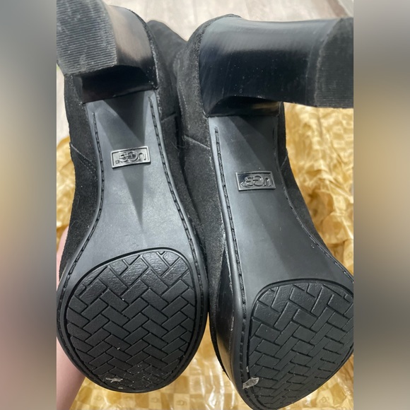 UGG Ophira women's boots Black Suede & Burgundy Shearling tall boot 9 - Picture 6 of 9